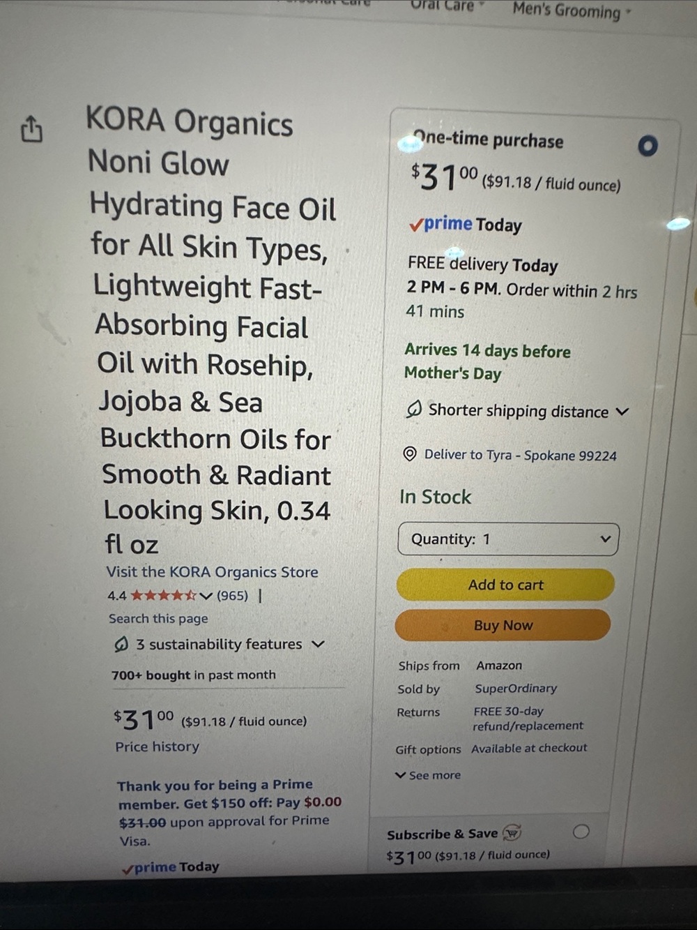 KORA Organics Noni Glow Face Oil — Nourishing Facial Oil, new, organic - Picture 3 of 14